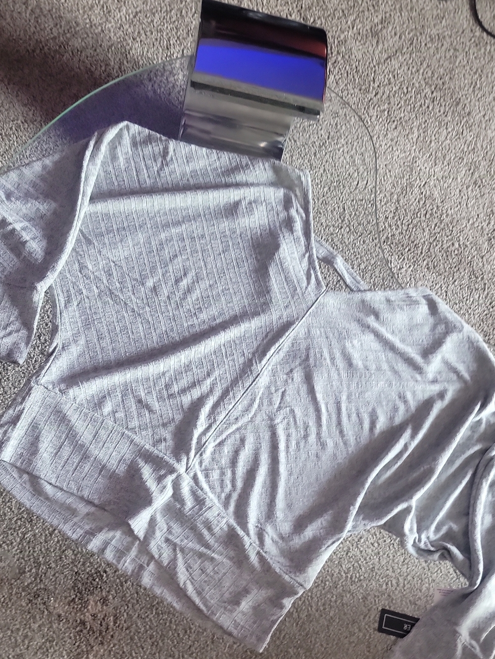 A. Byer Light Gray Ribbed Knit Camisole Top